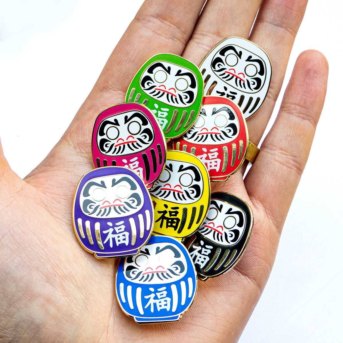 Daruma Doll enamel pin - Japanese lucky charm lapel pin