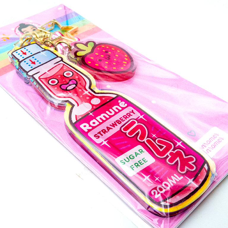 Ramuné Strawberry Keychain - japanese soda pop drink – LeonRomer