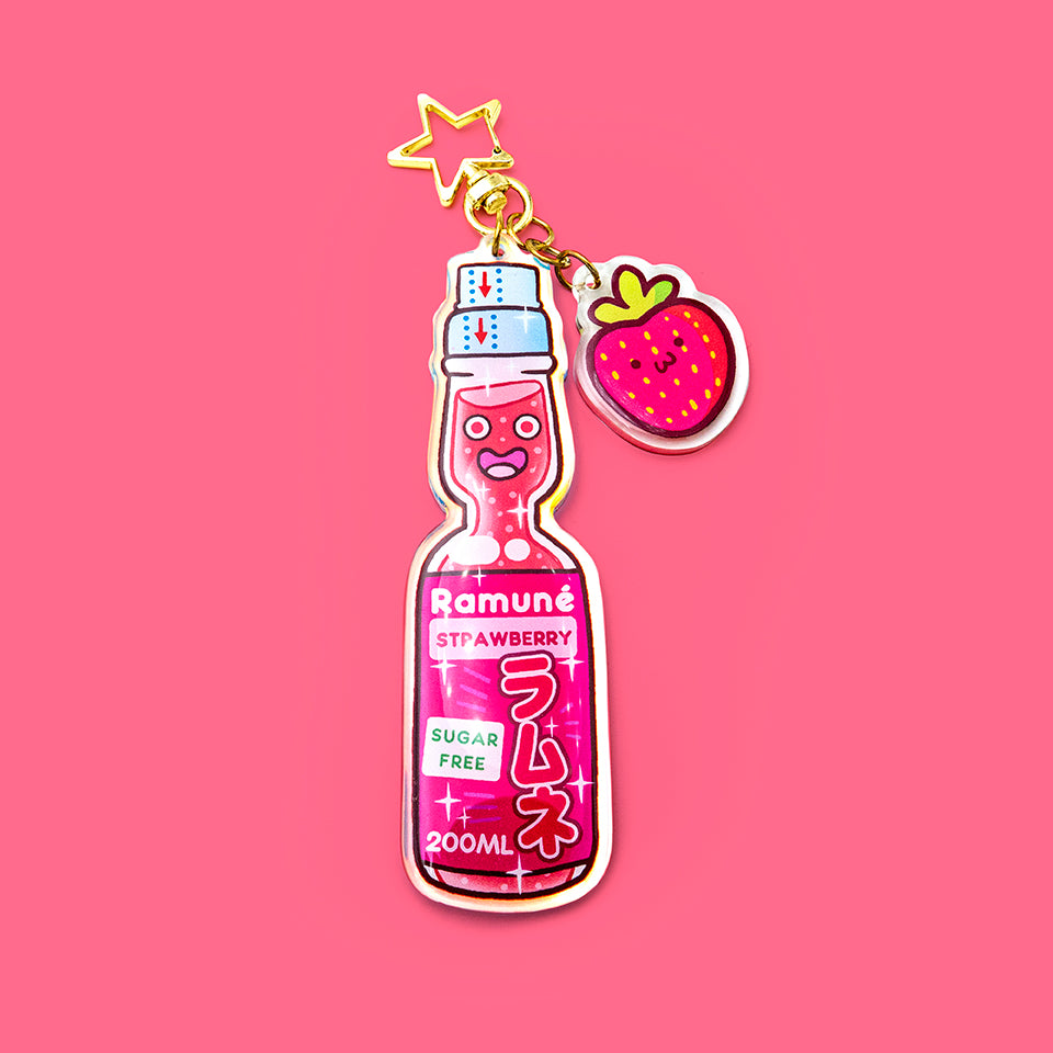 Ramuné Strawberry Keychain - japanese soda pop drink – LeonRomer
