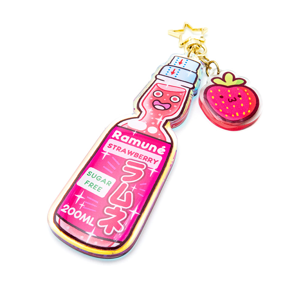 Ramuné Strawberry Keychain - japanese soda pop drink – LeonRomer