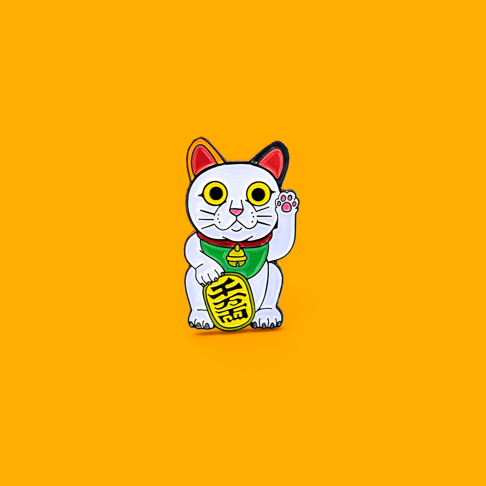 Kawaii Cute Lucky Cat Pin - Good Luck Waving Cat Enamel Pin Lapel Pins