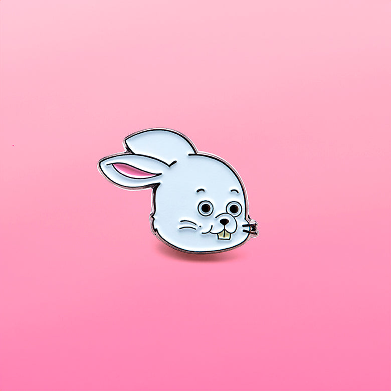 Adorable white kawaii bunny enamel pin