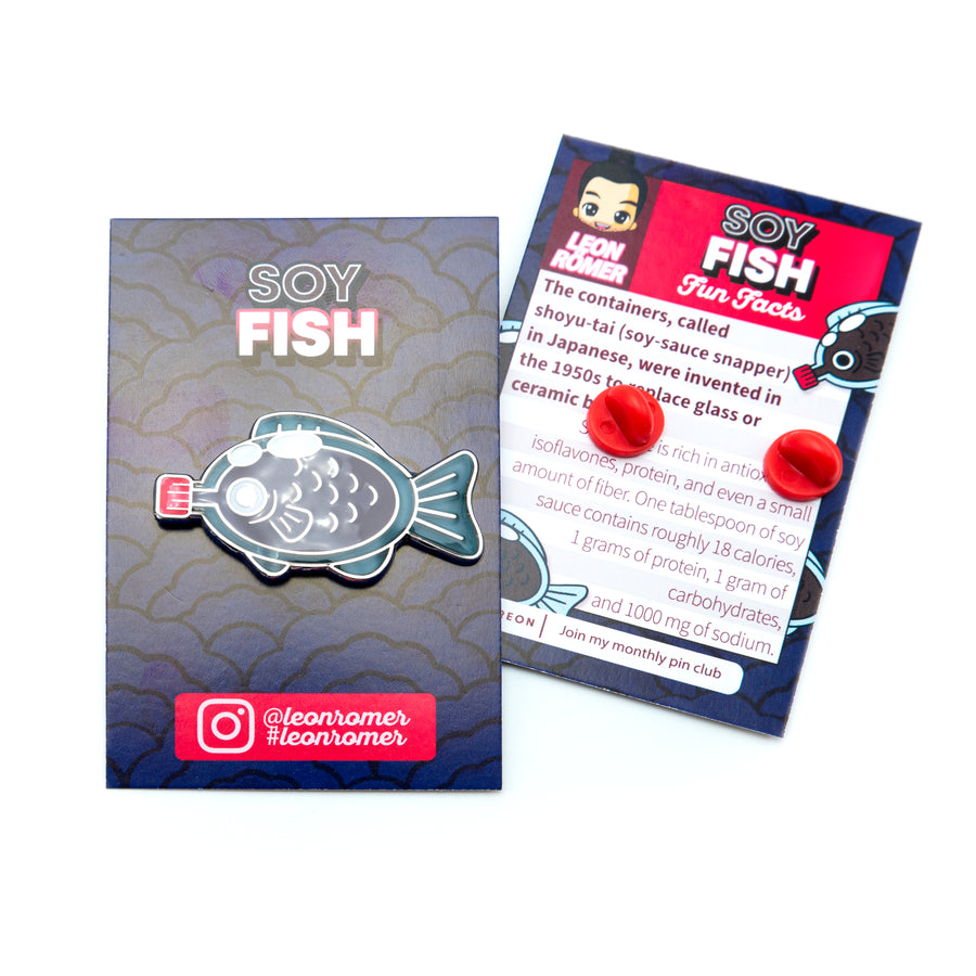 Bring a taste of Tokyo to your accessory collection with our delightful soy fish pin, crafted with love and whimsy.