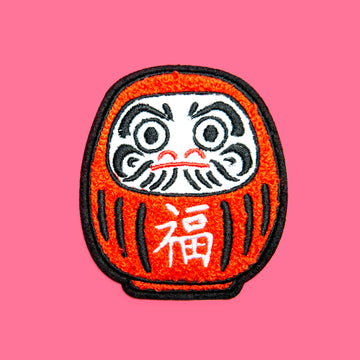 Fluffy Daruma iron-on patch - Japanse embroidered patch