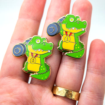 Close-up of the majestic Crocodile Enamel Pin showcasing its vibrant colors and intricate details.