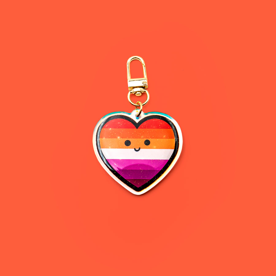 lesbian pride flag kawaii keychain