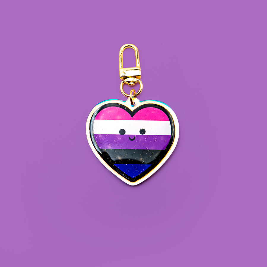 Photo of the Genderfluid Flag: A flag with horizontal stripes in pink, white, purple, black, and blue, representing different gender identities and expressions.