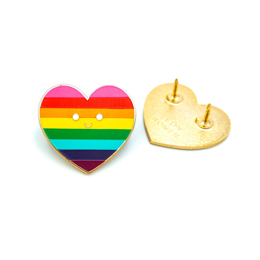 Hard enamel pin showcasing the iconic Rainbow Flag symbolizing hope and inclusivity, designed by artist Gilbert Baker.