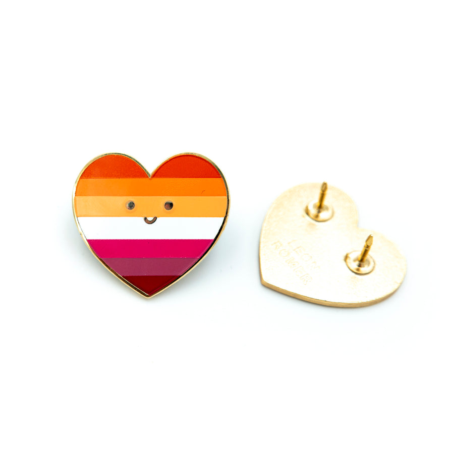 Lesbian Pride Flag Heart Pin - Pride LGBTQAI+ Enamel Pin