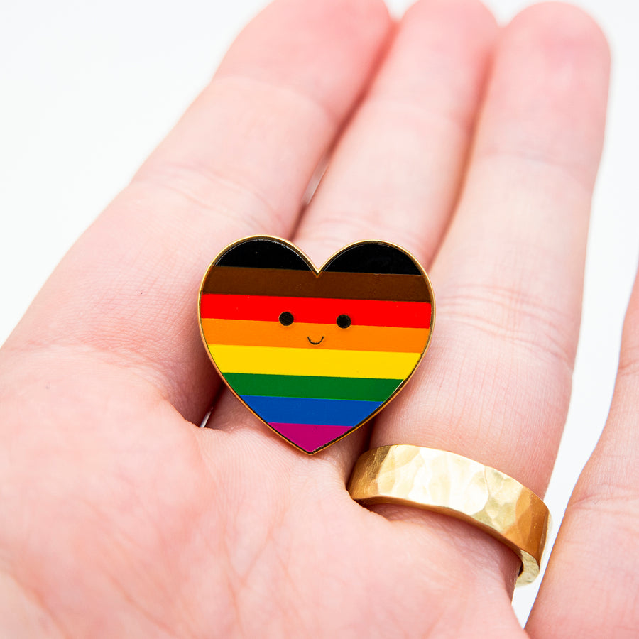 cute gay brown rainbow pride pin