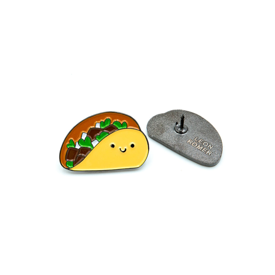 kawaii Taco Pin - 25.4mm Black Plated Metal Enamel Pin | Mexican Cuisine Collectible