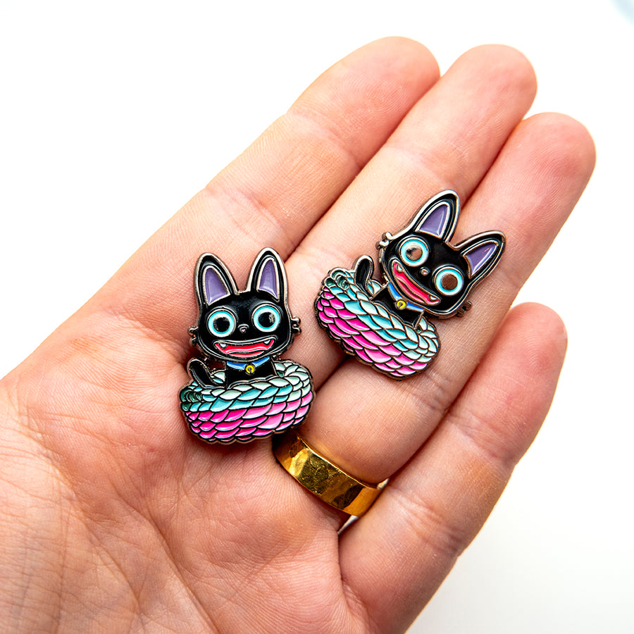 cute black cat lapel pin