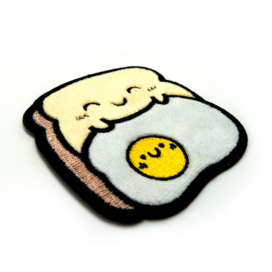 Fluffy Sleepy Toast iron-on patch - Kawaii food embroidered patch