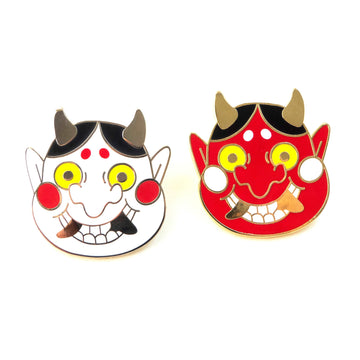 red and white oni pin