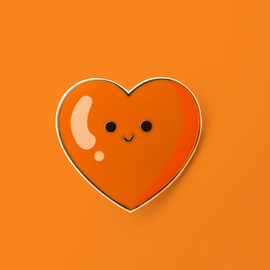 orange red  cute and tiny heart enamel pin