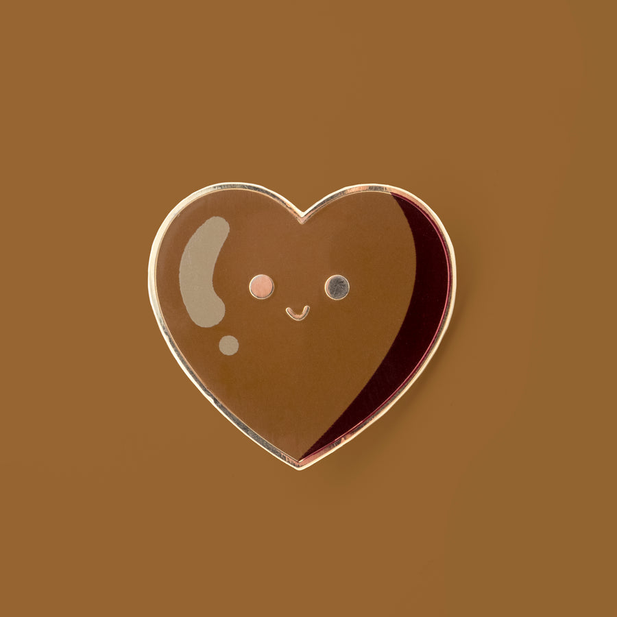 chocolate brown  cute and tiny heart enamel pin