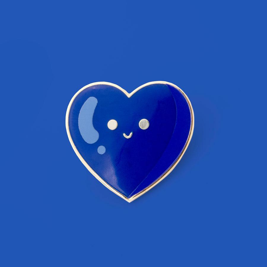 medium blue  cute and tiny heart enamel pin