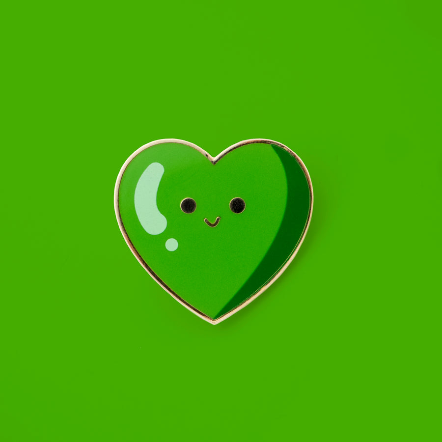 green  cute and tiny heart enamel pin