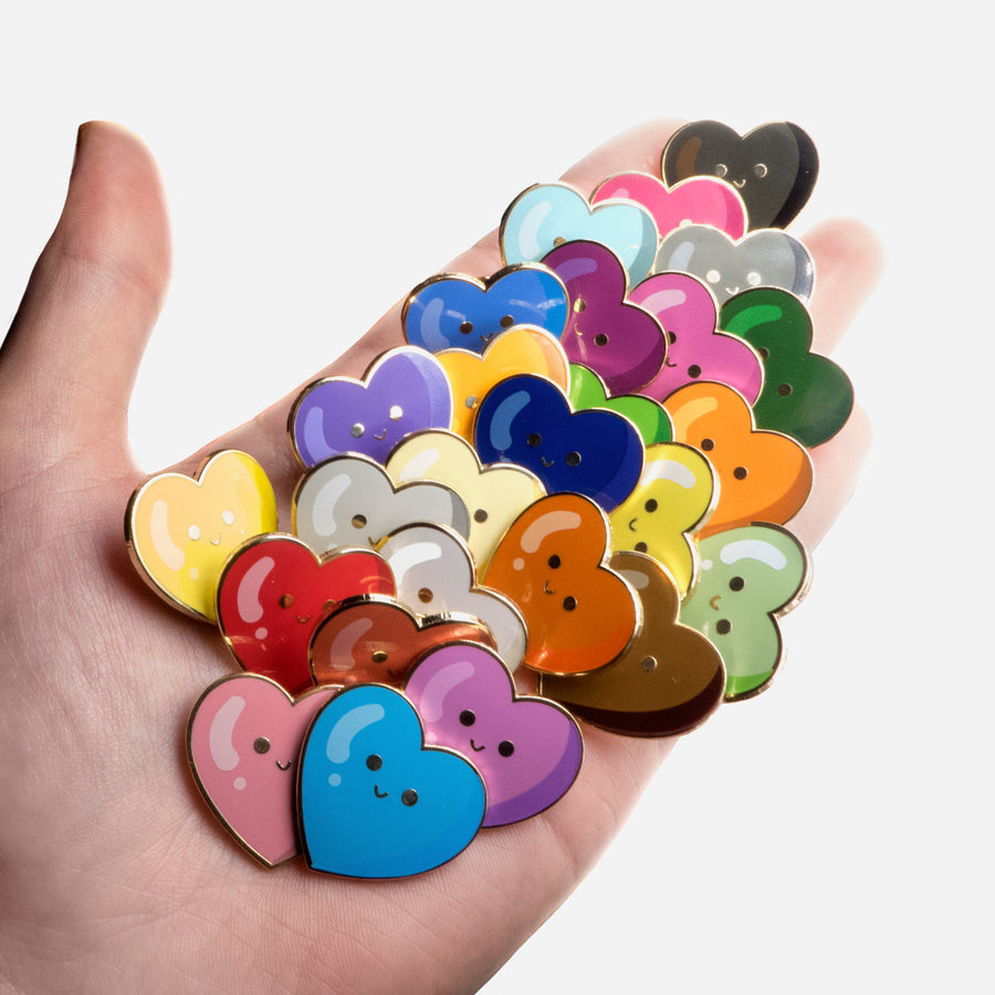 colorfull heart enamel pins