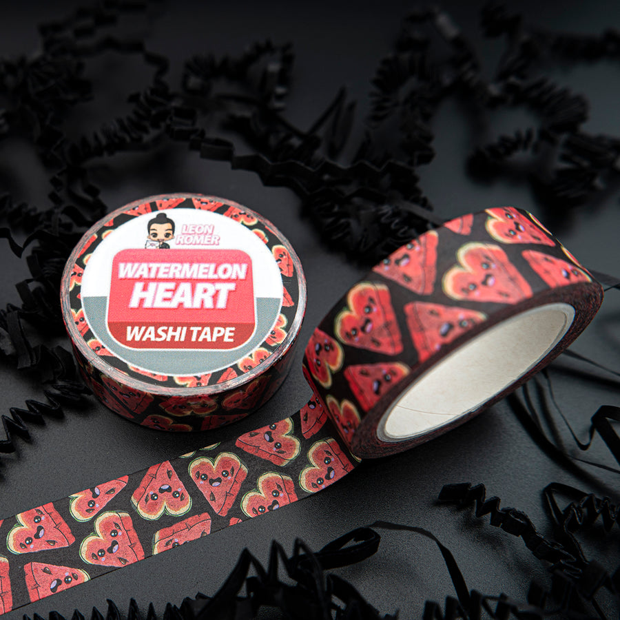 black and red cute hearth shaped watermelon washi tape