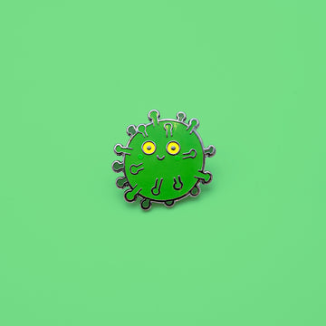 green bacteria enamel pin
