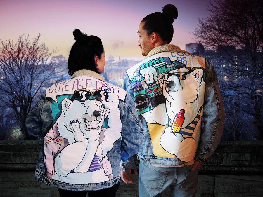 custom his and her denim jackets