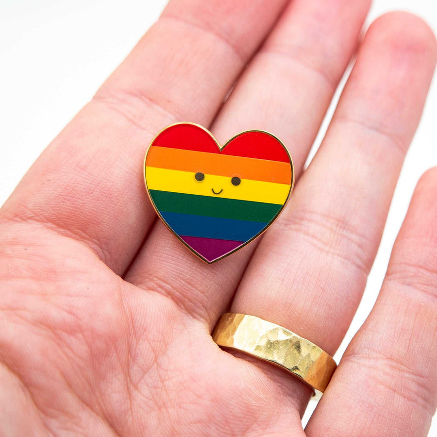 pride heart lgbtqai+ rainbow pin