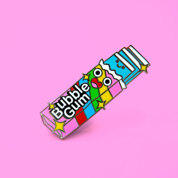 pink rainbow bubble gum hard enamel pin