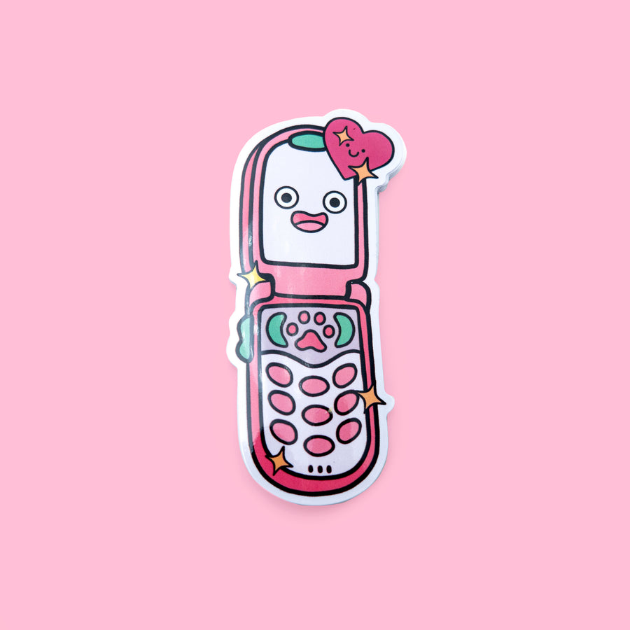 pink flip phone sticker