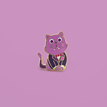 purple enamel cat pin