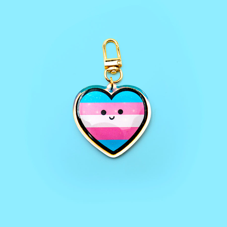 trans pride heart keychain