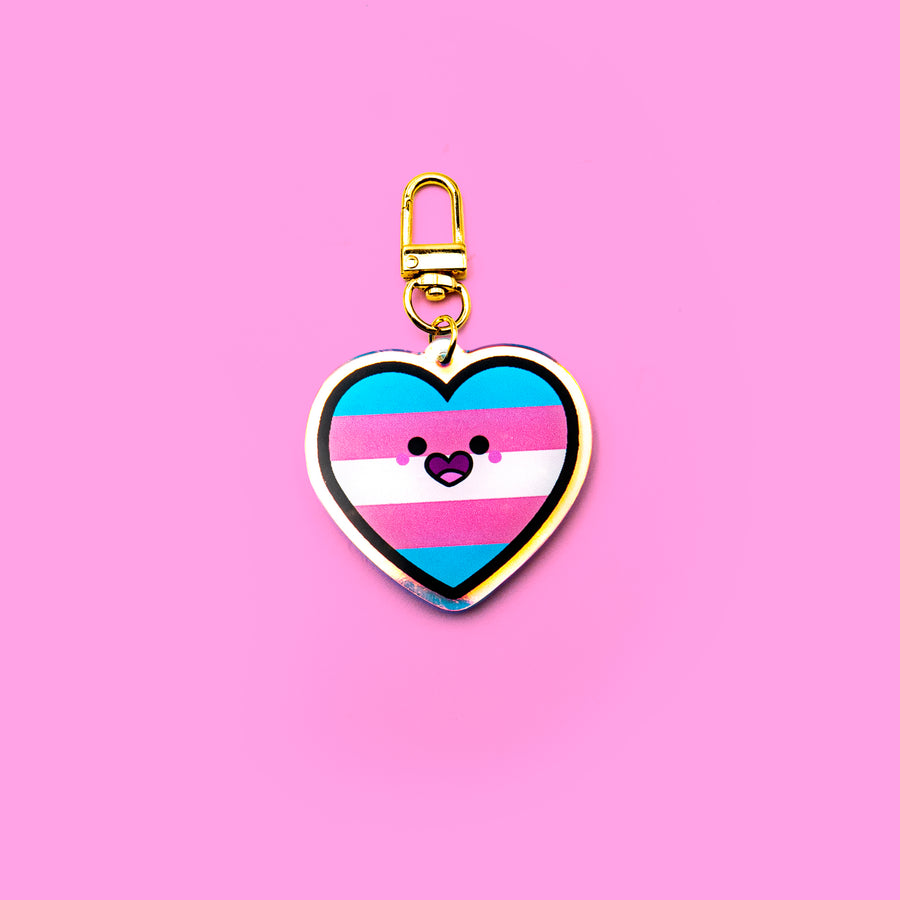 transgender pride heart keychain