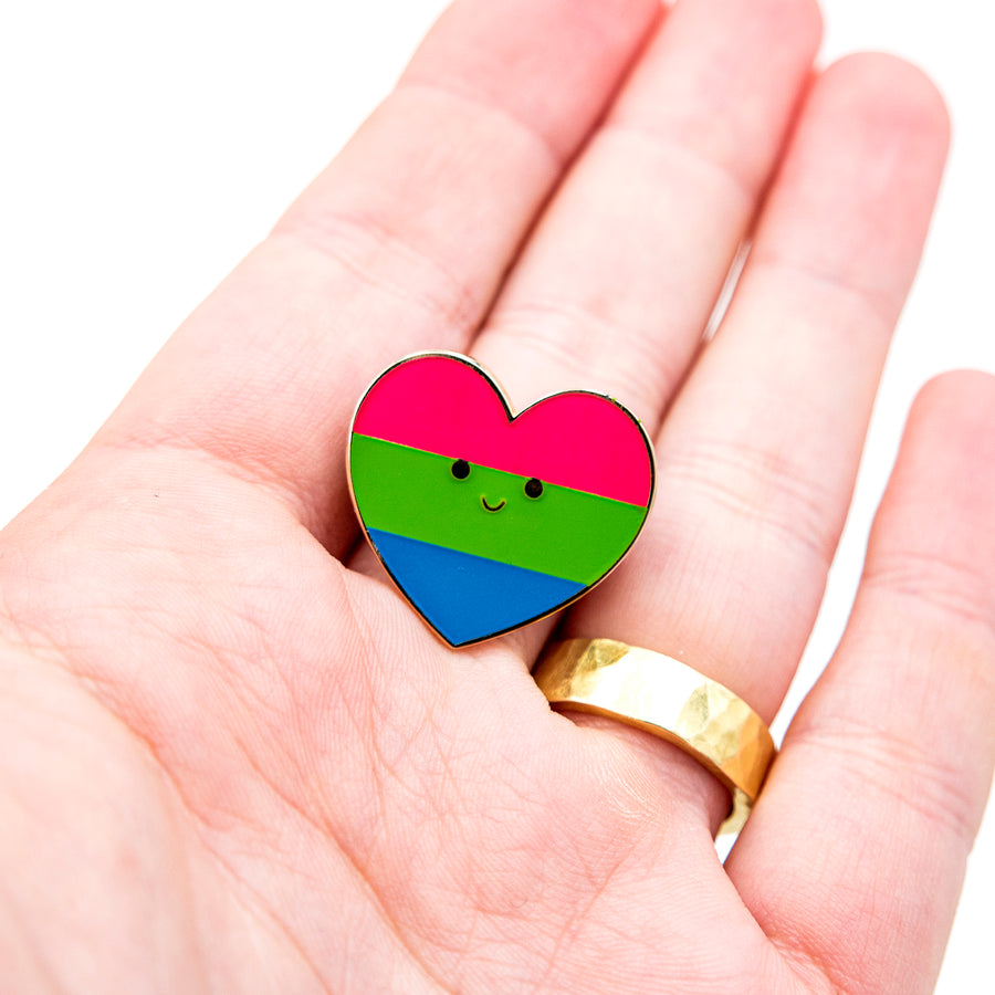 polysexual cute pride heart lapel pin