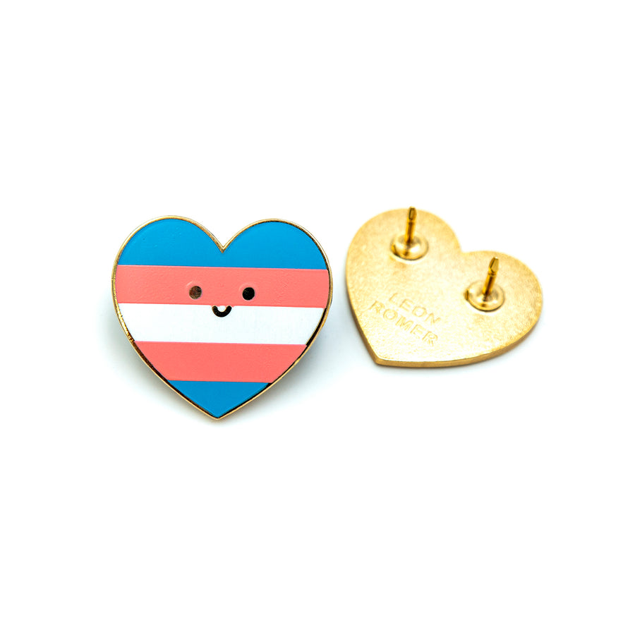 transgender pride flag with smiley pin