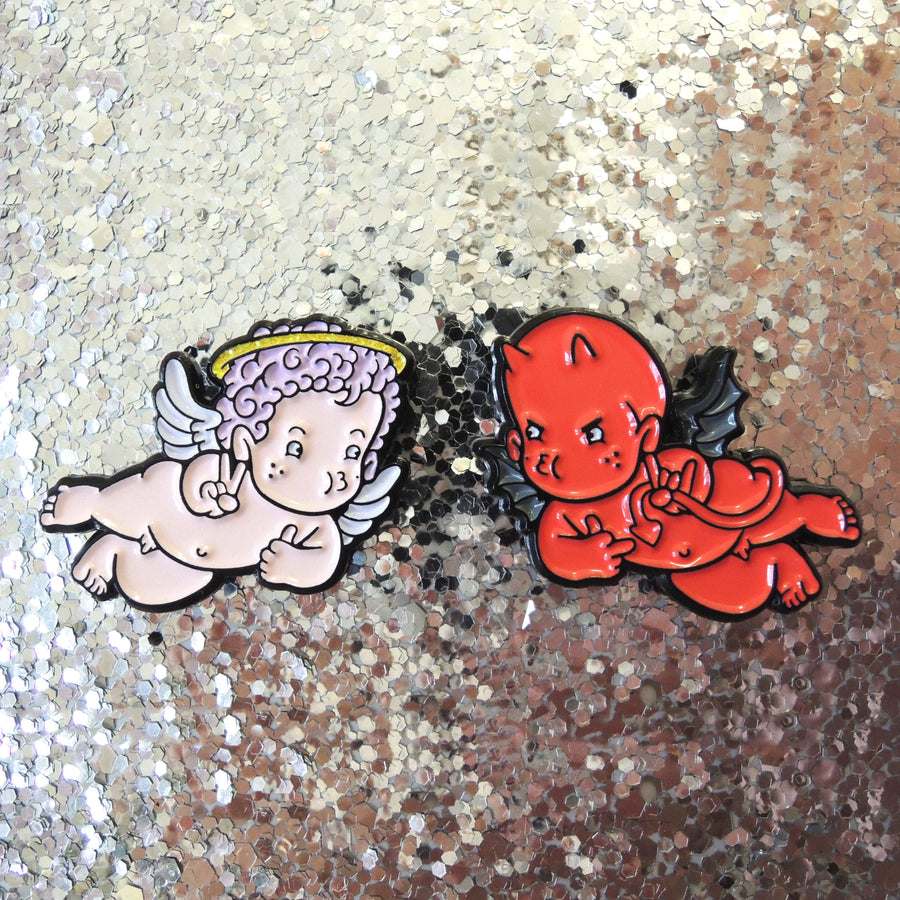and and devil soft enamel gliter pin