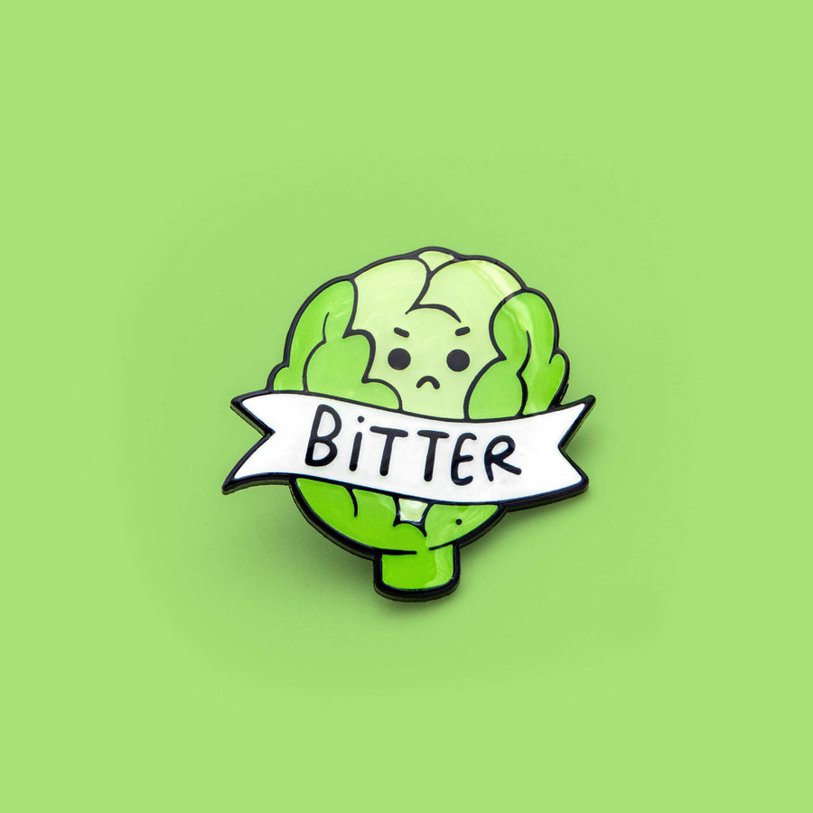 bitter brussrl sprout enamel pin