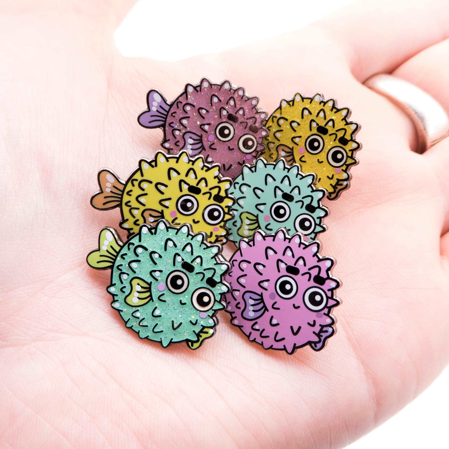 blowfish glitter pin set