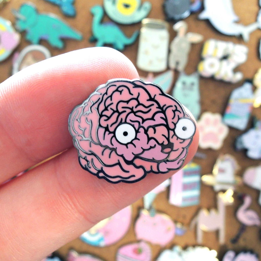enamel pin human brain
