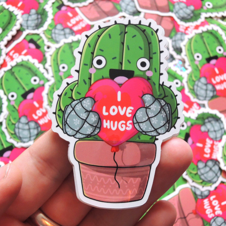 i want free hugs cactus vinyl sticker