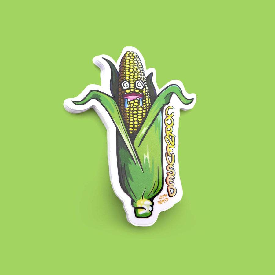 cornfused corn pun vinyl sticker