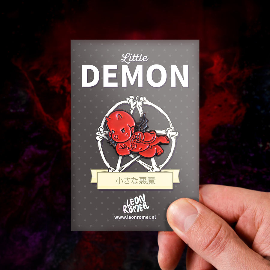little demon on backing card pin