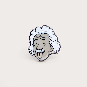 albert Einstein gray portrait soft enamel pin with epoxy finish