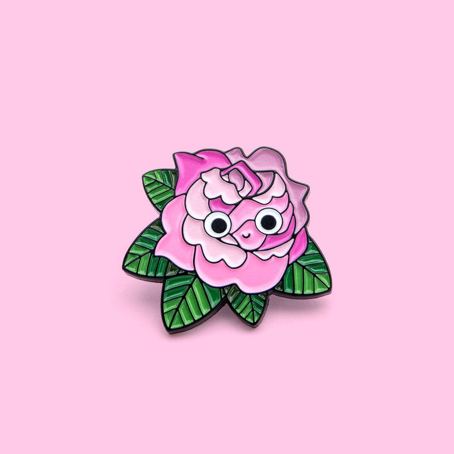 pink rose lapel pin
