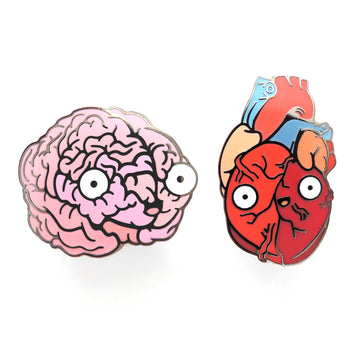 brain and heart pin set