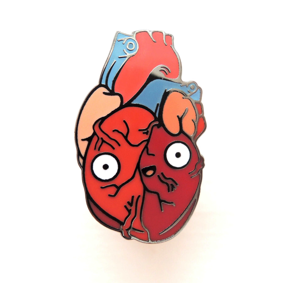 human heart enamel pin