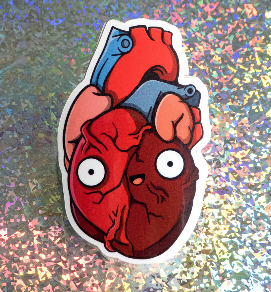 heart sticker on glitter paper