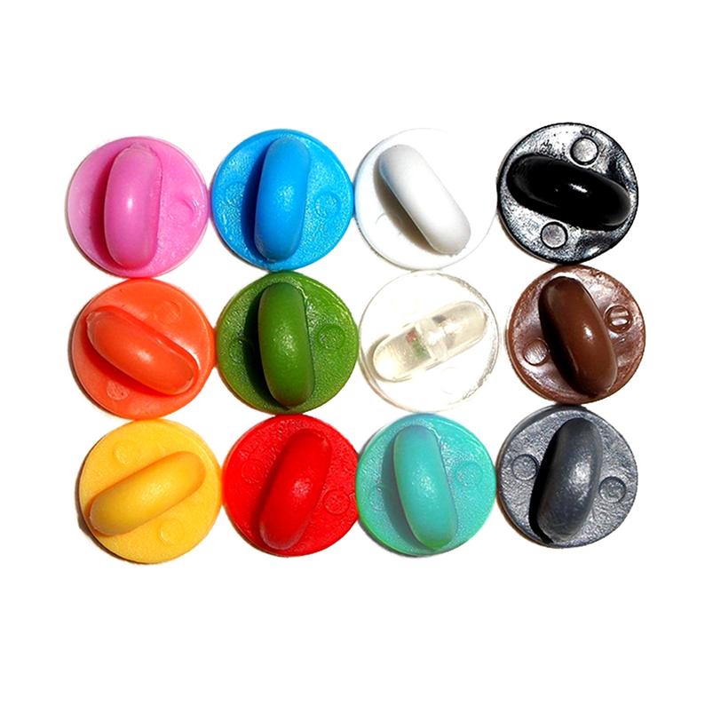 rubber pin backs in all colors