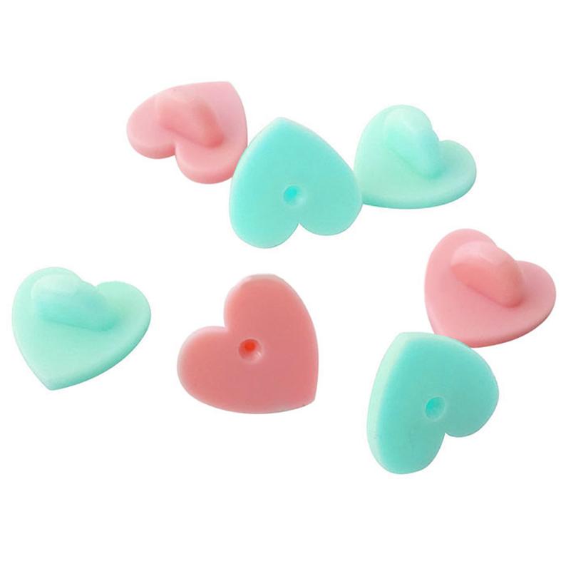 heart shaped pin backs in mint and light pink