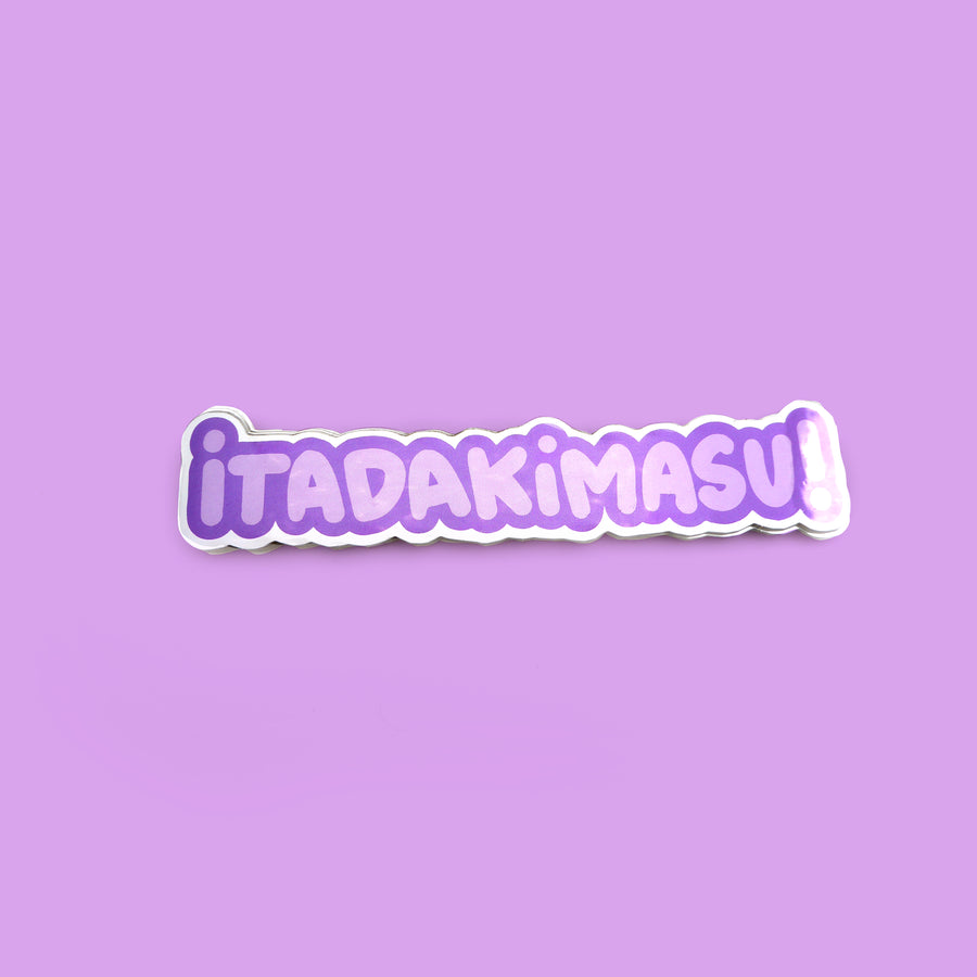 itadakimasu purple reflective japanese vinyl sticker