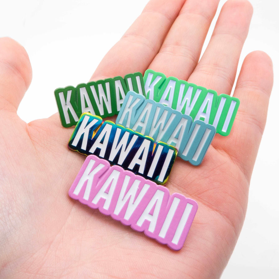 kawaii pin collection on hand